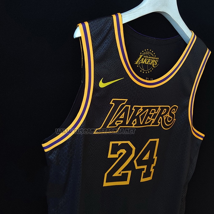 Camiseta Kobe Bryant NO 24 Los Angeles Lakers Black Mamba Autentico Negro